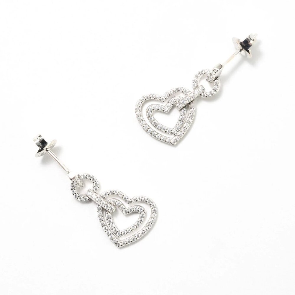 Diamonique × Kathy Levine Sterling Silver Heart Earrings NWOT